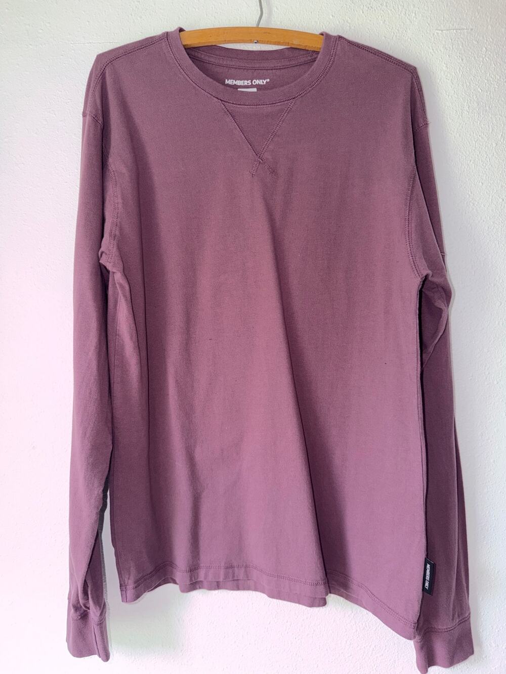 Members Only Purple Long Sleeve Crew Neck Men's T-Shirt Size Medium Everyday